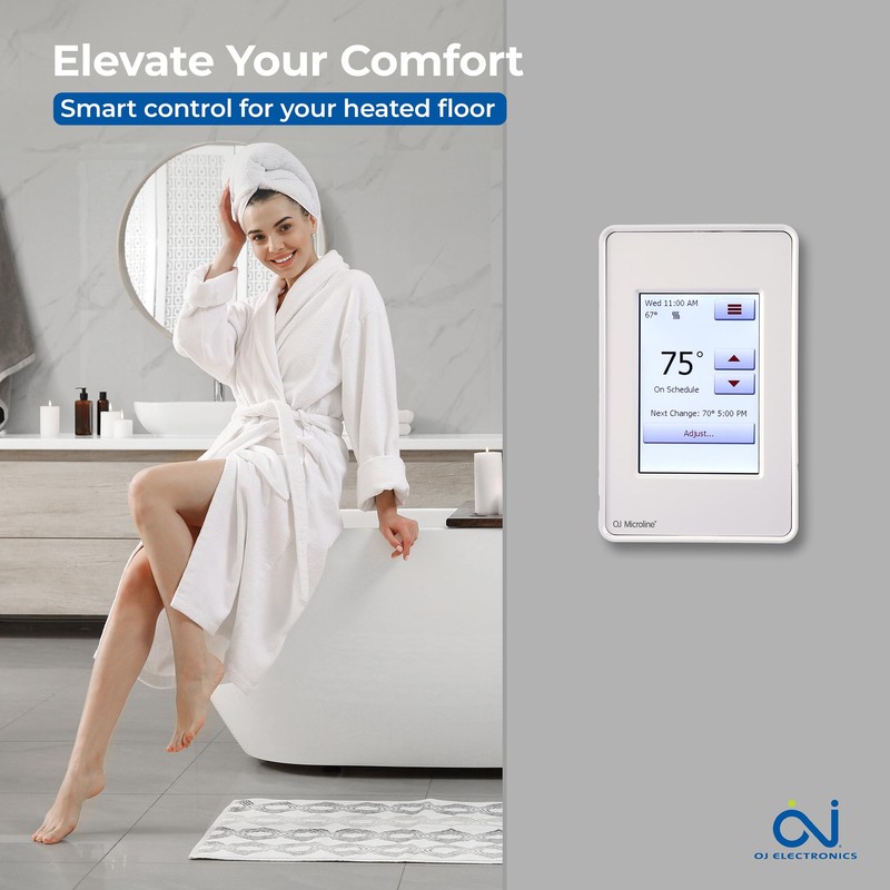 OJ Microline Touchscreen Programmable Radiant Floor Heating Thermostat 120/240V, Dual