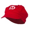 Circle Mario and Luigi Embroidered Cotton Newsboy Cap - Red