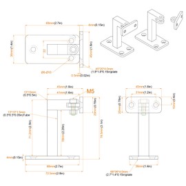 Patioer Adjustable Handrail Bracket, 3" Heavy Duty Swivel Hand Rail Bracket for Stair Railing Staircase, Matte Black (8 Pack)