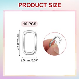 PATIKIL Spring Oval Clip Pendant Clasp, 10Pcs Spring Ring Buckle Necklace Clasps and Closures Charm Clasp Necklace Bracelet Extender Connector for Jewelry Making (M, Silver)