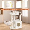 Heybly Cat Tree, Wooden Cat Tower with 3 Scratching Posts,