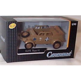 Cararama 1941 VW KUBEL 4x4 Type 82 Africa Korps ROOF UP Military vehicle 1:43 scale diecast model