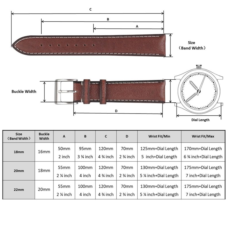 Berfine Soft Cowhide Leather Watch Strap, Quick Release Leather Watch