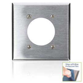 Leviton 84026 2-Gang Flush Mount 2.15-Inch Diameter, Device Receptacle Wallplate, Standard Size, Stainless Steel