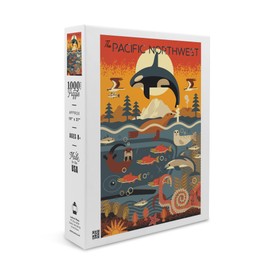 Pacific Northwest, Marine Animals, Geometric (1000 Piece Puzzle, Size 19x27, Challenging Jigsaw Puzzle for Adults and Family, Made in USA)