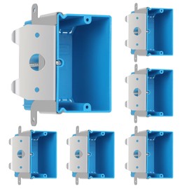 XIUTE 6 Pack 1-Gang PVC Electrical Box，Adjustable Electrical Boxes，Blue Outlet Box，21 cu. in. Plastic Junction Box for Switches， ETL Approved