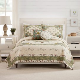 MODERN HEIRLOOM Olivia Embroidered 3-Piece Quilt Set - Lightweight Breathable All Seasons Bedding, King