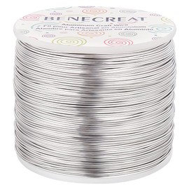 BENECREAT 20 Gauge 770FT Aluminum Wire Anodized Jewelry Craft Making Beading Floral Colored Aluminum Craft Wire - Silver