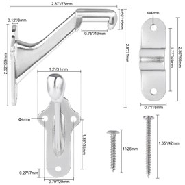 RealPlus Handrail Bracket 3" Staircase Hand Rail Brackets Wall Mounted for Stair Railing with Screws, Brushed Nickel 6 Pack