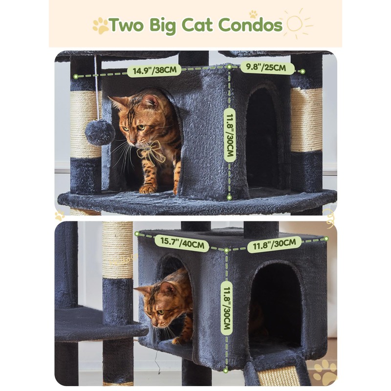 Taoqimiao 76-Inch Cat Tree with Scratching Posts,XXL Cat Tower for