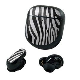 MightySkins Glossy Glitter Skin Compatible with Bose QuietComfort Earbuds II (2022) - Black Zebra | Protective, Durable High-Gloss Glitter Finish | Easy to Apply and Change Styles | Made in The USA