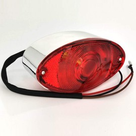 ZSADZS LED Black Cat Eye License Plate Light Tail Light Brake Light Harley David Cendana Glide Fat Bob (Silver)