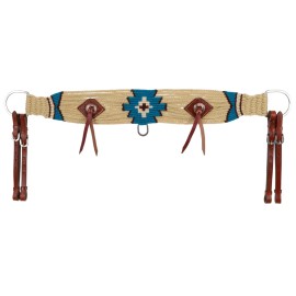 Showman TRIPPING COLLAR Sand & Sky Tan & Blue Mohair Breast Collar