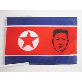 AZ FLAG - North Korea with Kim Jong-un Flag 18'' x 12'' cords - Korean Small flags 30 x 45cm - Banner 18x12 in - Drapeau Corée du Nord avec Kim Jong-un