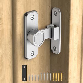 90 Degree Flip Barn Door Lock, Sturdy 304 Stainless Steel Gate Latch, Home Security Sliding Door Lock Best for Barn, Bathroom, Bedroom, Cabinet, Garage, Garden, Fence (Long Silver-1pc)