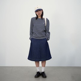 캉골 [Kangol] Women's Stripe Long Sleeve 3547 Navy