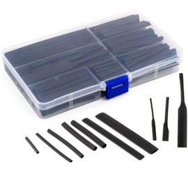 Heat Shrink Tube, Insulated Tube, Waterproof, Flame Retardant, Shrinkable Tube, Black, Φ0.04-0.5 inches (1 - 13 mm) (150 Piece Set, Storage Case Included)
