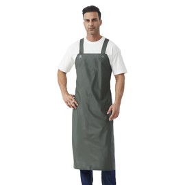 Nanxson Men’s Heavy Duty Waterproof Apron PVC Apron for Kitchen Dishwashing Cooking Lab Butcher BBQ (Armygreen, One Size)