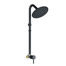 DOUBLUOEG Outdoor Shower Kit, Single Handle Outdoor Shower Fixtures with 8" High Pressure Shower Head Outside Shower Kit for Backyard, Valve Included, Matte Black (Including Garden Hose Adapters)