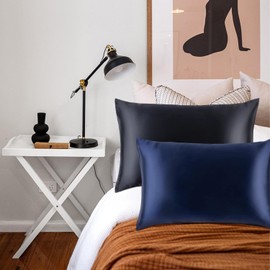 DAISYSILK Silk Pillow Cases, 100% Grade 6A 22 Momme Pure Mulberry Envelope Silk Pillowcase, Hypoallergenic Cooling Breathable Smooth Gift for Women Men,1PCS (Black, 20''*36'')