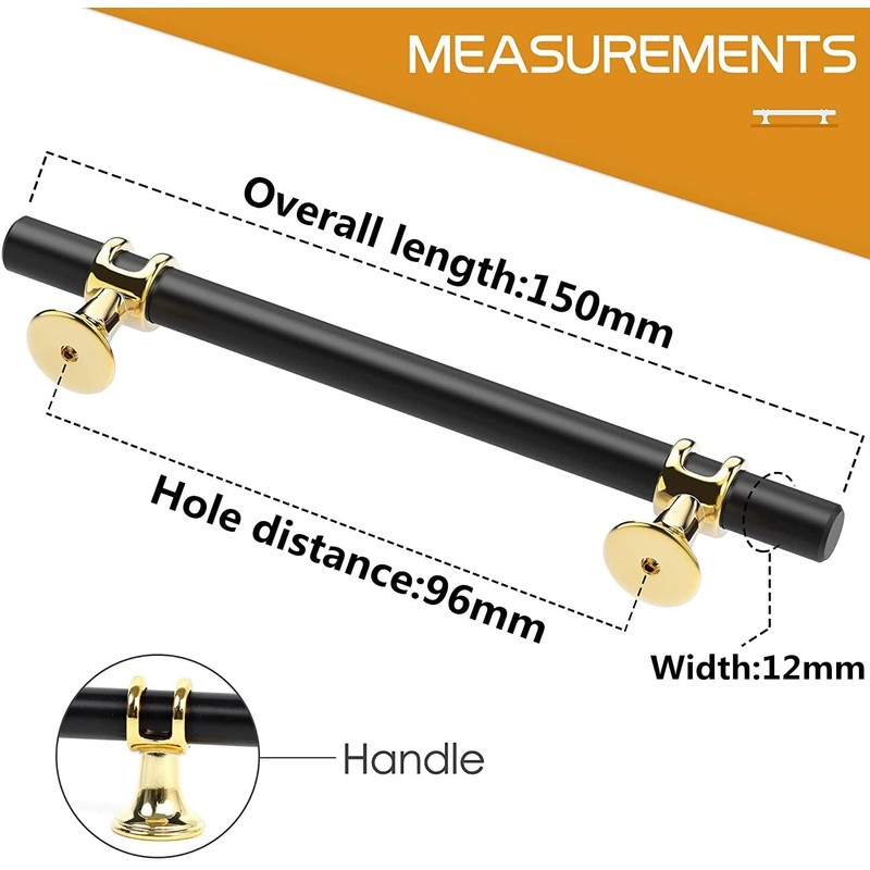 SYZOW 10 Pack Black Cabinet Pulls 96mm Black Kitchen Handles