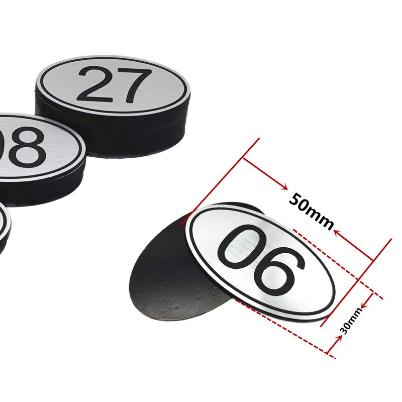 ABS Engraved 30mm x 50mm Oval Table Numbers (1-50) Pubs