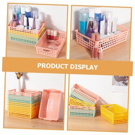 STOBAZA Ganizer Bins 6 Pack Mesh Storage Basket for Desk Office Pantry Kitchen Sturdy Plastic Easy to Clean Pink Yellow Green