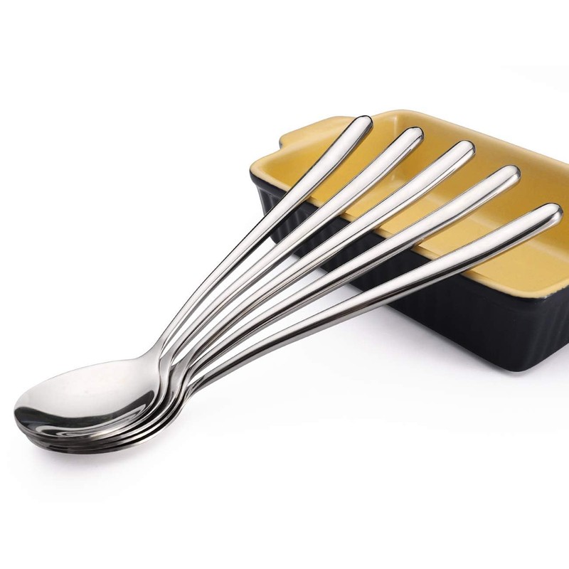 Korean Spoon,Stainless Steel Table Spoons,8.15 inch Long Handle Dinner Rice
