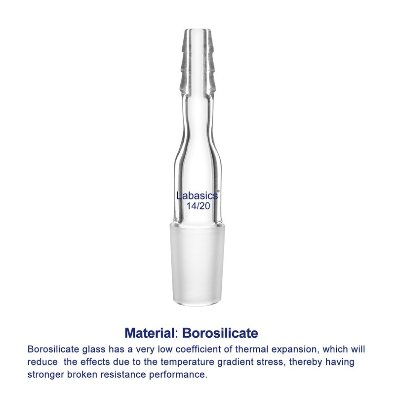 Labasics Glass Straight Inlet Adapter with 14/20 Male Glass Joint