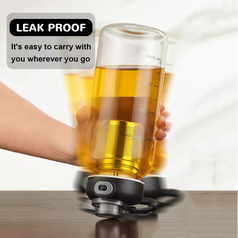 wangsdjy 34oz Glass Water Bottle with capacity Mark & Stainless