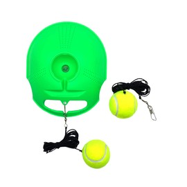 TaktZeit Tennis Trainer Rebound Baseboard Self Tennis Training Equipment Tennis Practice Rebounder with 2 Tennis Balls (Flash Green)