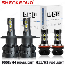 SHENKENUO For Toyota Hiace 2006-2015 Combo LED Headlight High/Low Beam + Fog Light Bulbs