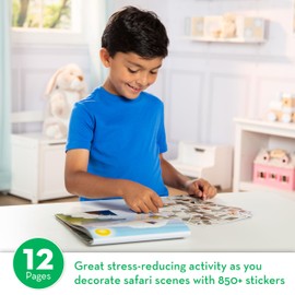 Melissa & Doug Mosaic Sticker Pad Safari Animals (12 Color Scenes to Complete with 850+ Stickers)