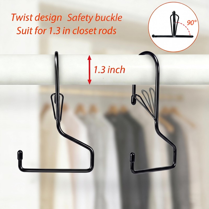 ANIASOM 6 Inch Large Closet Rod Hooks with Safety Buckle,
