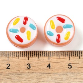 KitBeads 9Pcs Random Lampwork Doughnut Beads Hand Print Round Dessert Beads Sweet Food Donut Beads for Jewelry Making Bracelets Earrings Crafts