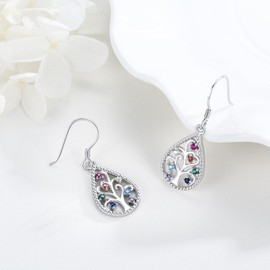 Chakra Earrings 925 Sterling Silver Tree of Life Earrings Yoga Dangle Earrings Healing Earrings Jewelry Gifts for Women and Girls