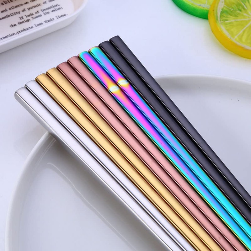 Stainless Steel Chopsticks,Reusable ,Dishwasher Safe , Easy to Use（5 PCS,golden）