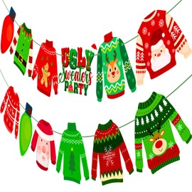 Ugly Sweater Party Banner Christmas Sweater Birthday Party Decorations Ugly Sweater Party Cutouts Christmas Party Banners for Tacky Christmas Baby Shower Supplies