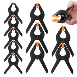 10 Pcs Spring Clamps,Crocodile Clips Heavy Duty Nylon Spring Clips,Wood Clamps and Muslin Spring Clamps for DIY Project Photo Studios Woodwork Artwork Photo Background (5 * 3inch+5 * 2inch)