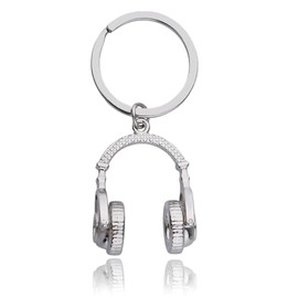 Music Lovers Son Birthday Gifts for Grandson Son Boyfriend Silver Headset Headphone Keychain Gifts for Singers Music Dj Lovers Christmas Gifts for Brother Boyfriend Nephew Music Keychain for Car Keys