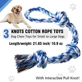 XIGOU Dog Rope Toys Indestructible Dog Toys, Dog Chew Toys for Aggressive Chewers, Tough Puppy Teething Chew Toys for Boredom, Dental Cleaning Tug of War Dog Toy, Great for Small to Large Breed