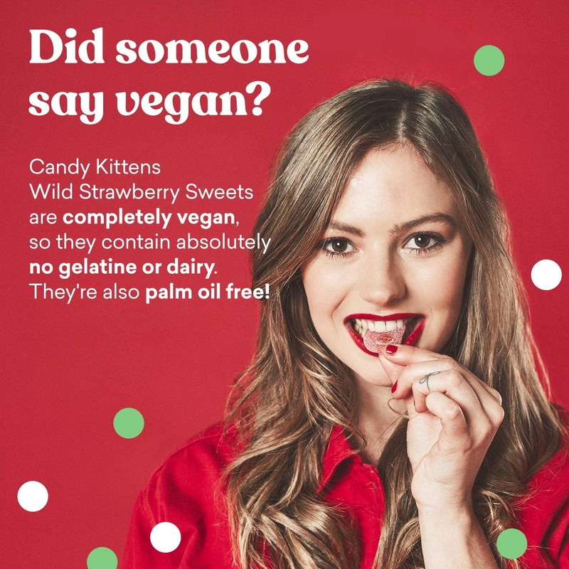 Candy Kittens Wild Strawberry Gourmet Sweets Bag 140G (Pack of