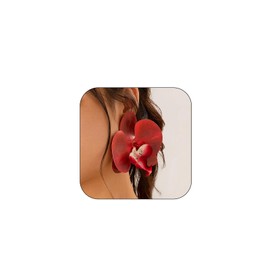 Large Flower Drop Earrings Artificial Butterfly Orchid Flower Earrings Elegant Petal Floral Dangle Drop Earrings Fashion Jewelry for Women (Red)