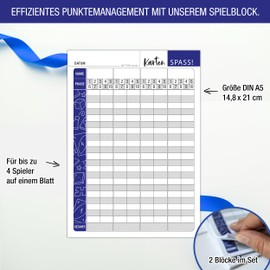 TOBJA Replacement Pads for Card Games, Extra Large Numbers for Seniors, A5 or A6 Format Score Pad, Clear Design of Phases, Strong 100 g² Paper (2 x A5 Pad)