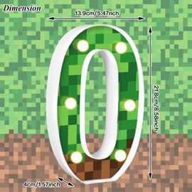 AXBMM 8.5" Pixel Game Light up Numbers Sign Pixel Pattern Game Theme Birthday Party Decorations Night Light Pixel Game Party Supplies (Number 0)
