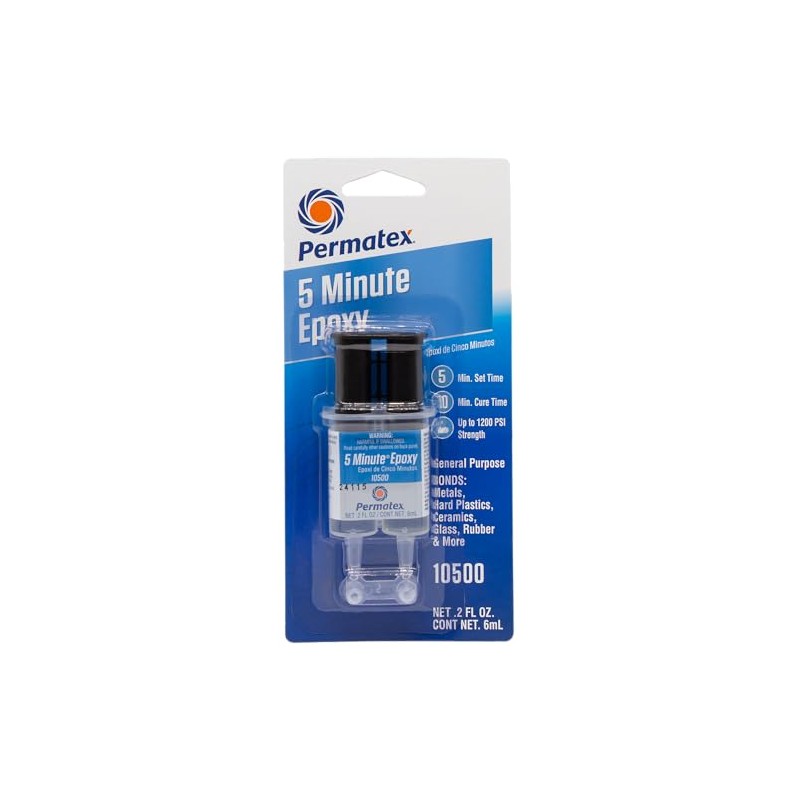 Permatex 10500-5 Minute Epoxy, Single-Use Syringe for General Purpose Creates