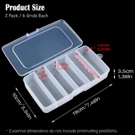 Farmer Mani 2 PACK Transparent Plastic Bead Organizers (6 Grids),Craft Organizers and Storage Beads Organizer, Art DIY, Crafts Jewelry Storage, Fishing Tackles, Size 7.48 x 3.94 x 1.38 in