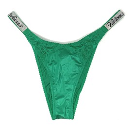 Victoria's Secret Very Sexy Bombshell Shine Brazilian Panty, Lucky Green/Script, Medium