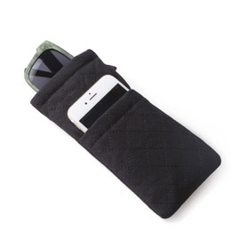 KFPH Double Eyeglasses Pouch Large Squeeze Top Microfiber Soft Glasses Case for Women with Cleaning Cloth, Black