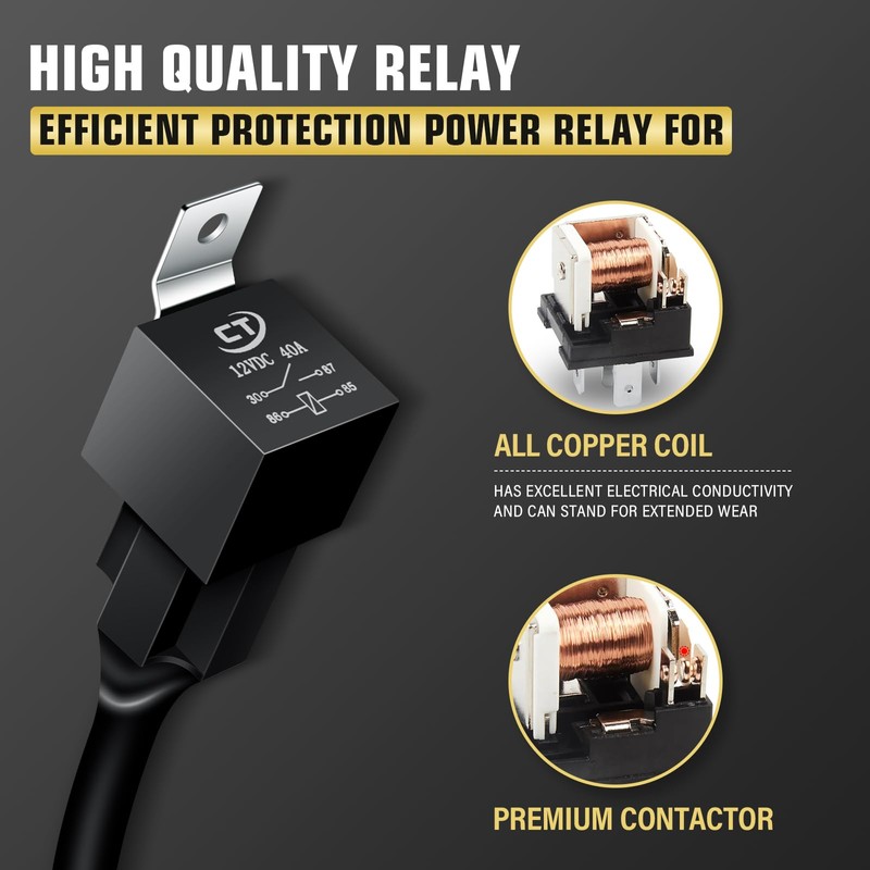 RIGIDON Wiring Harness Additional Headlight Cable Set Relay Adapter for